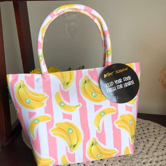 Betsey Johnson Banana Print Insulated Satchel Lunch Tote - Picture 10 of 11